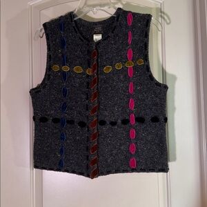 90s/Y2K Susan Bristol Grey Ribbon Sweater Vest | Medium